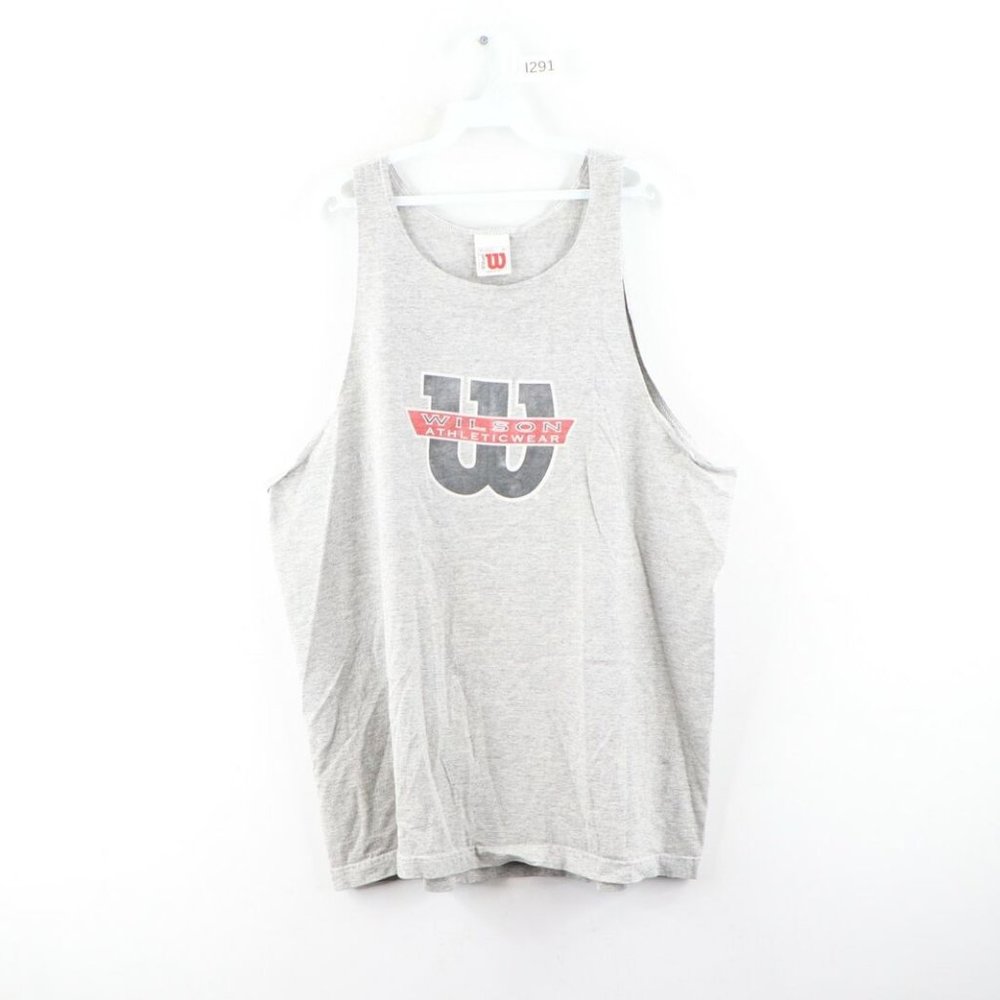 Vintage Wilson Big Logo Faded Tank Top Shirt Gray